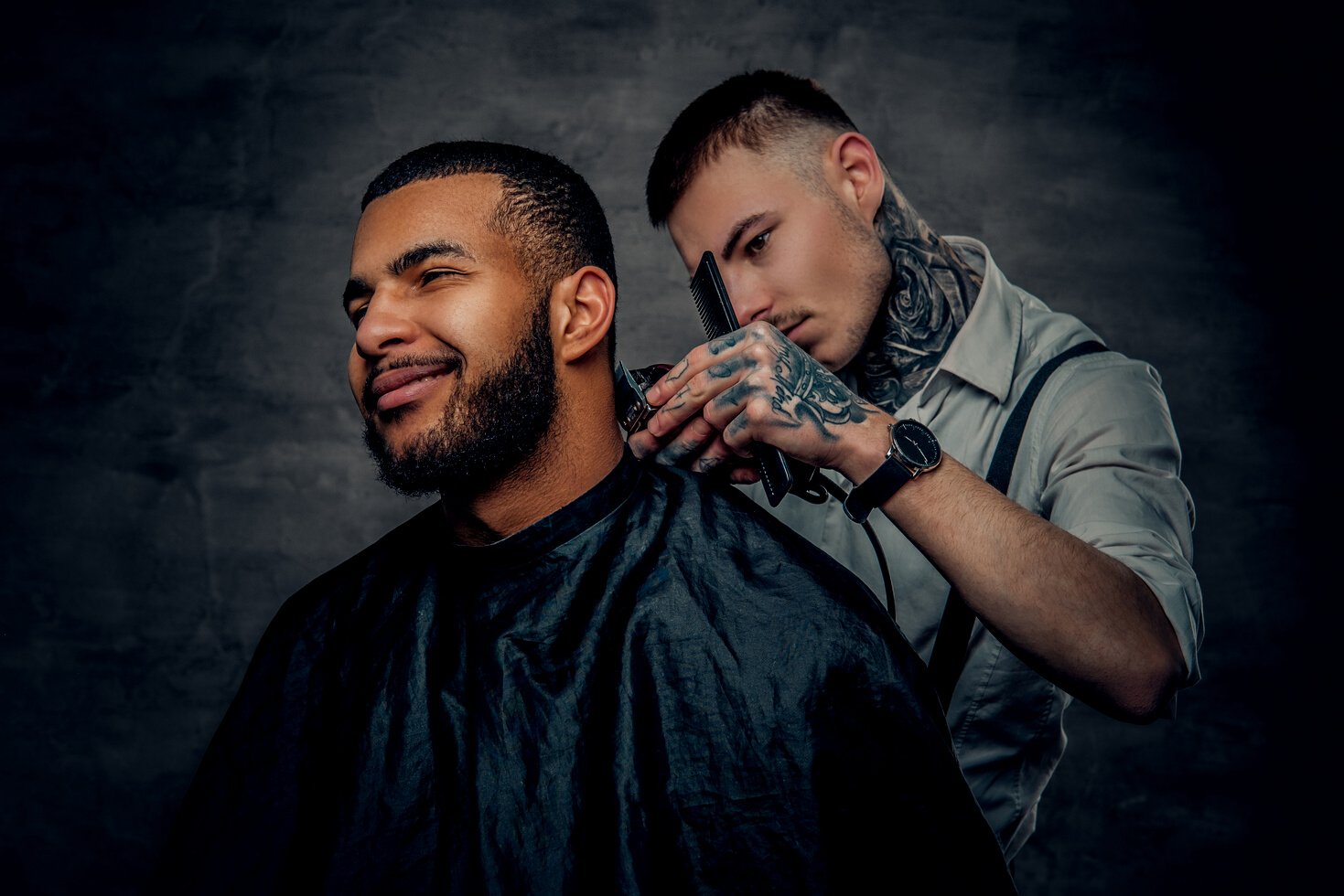 Male Barber Doing Haircut 