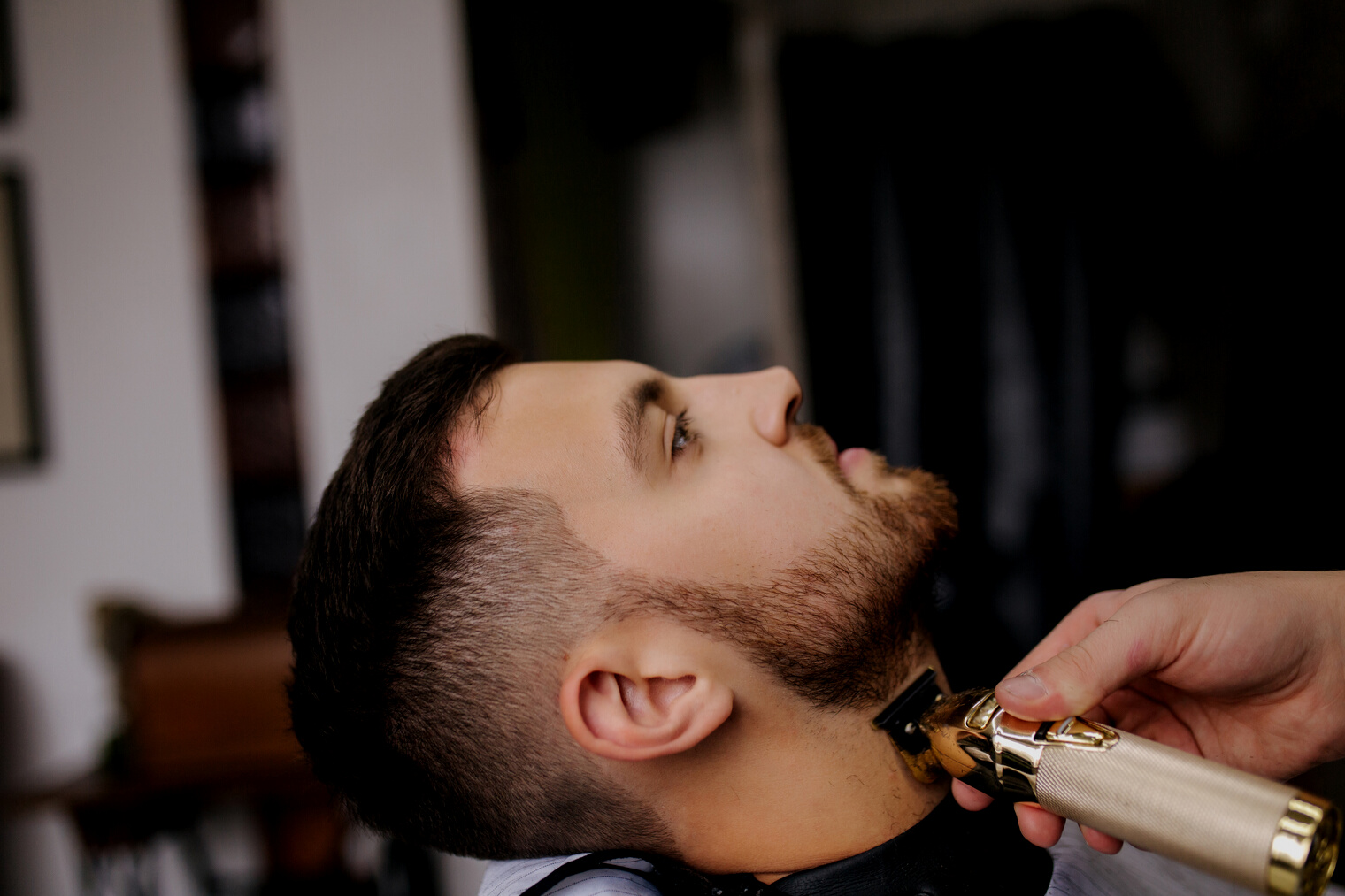 Professional Hairdresser Trimming Beard