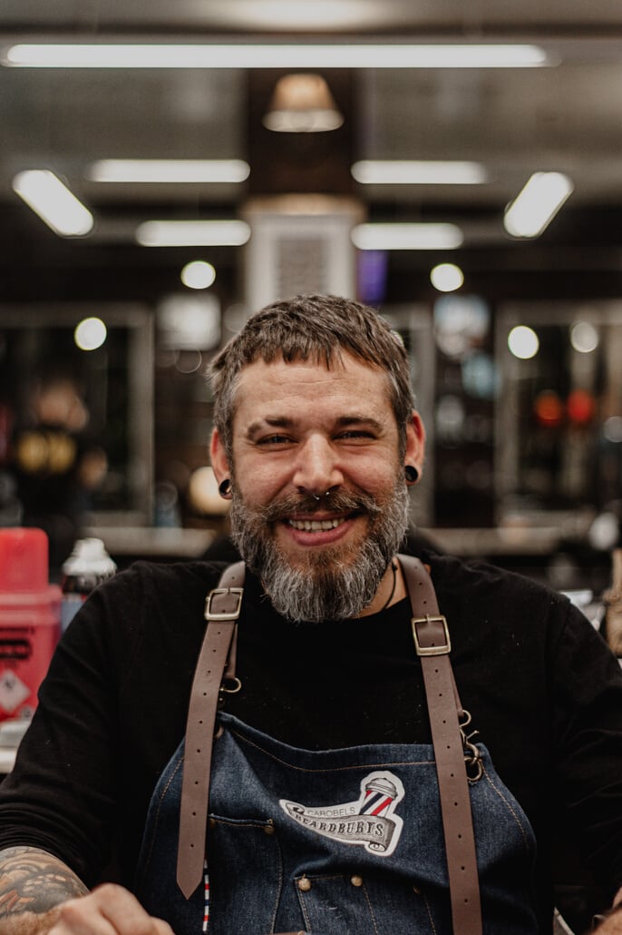 Man Wearing Black Crew-neck Top